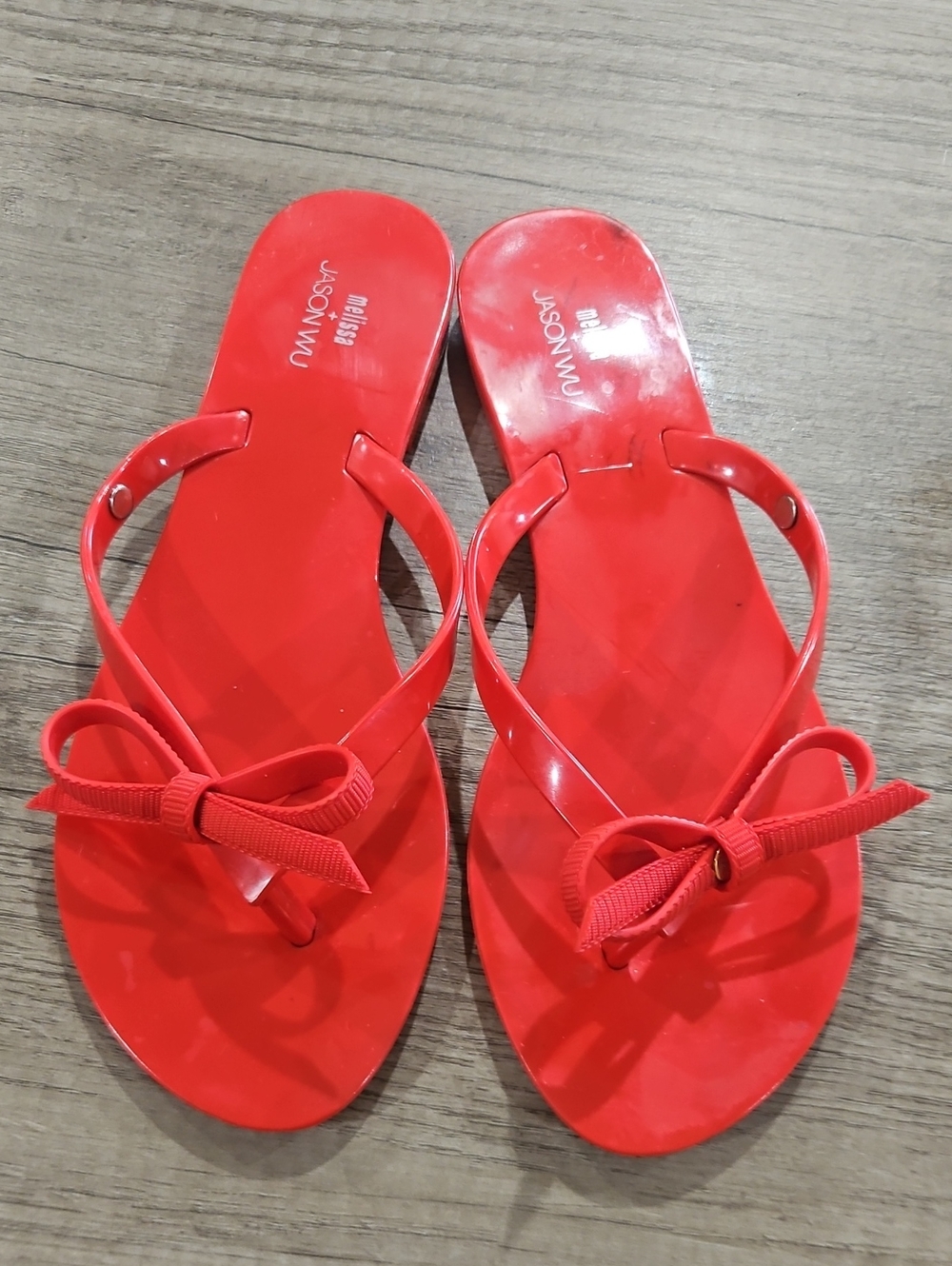 Melissa + Jason Wu Red Bow Flip Flop Sandals size 6